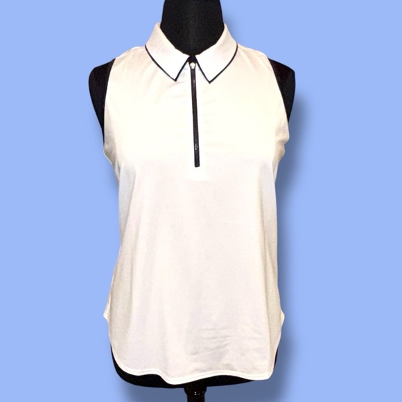 JOFIT Women’s Racerback Sleeveless Golf Polo - White/ Navy XXL - Picture 2 of 12